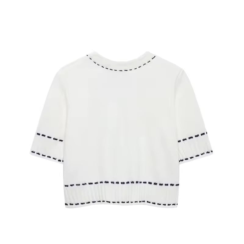 CARDIGAN TEXTURÉ À MANCHES COURTES
