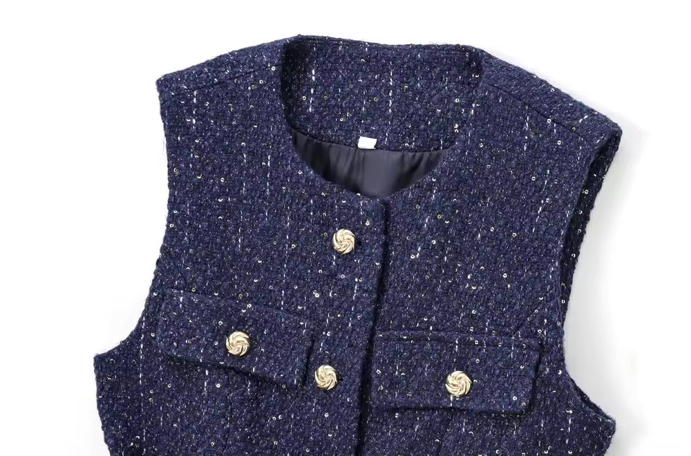 GILET IN DENIM TESTURIZZATO