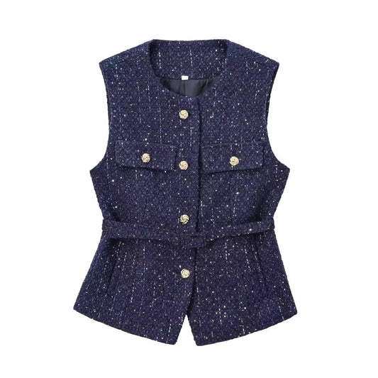 GILET IN DENIM TESTURIZZATO